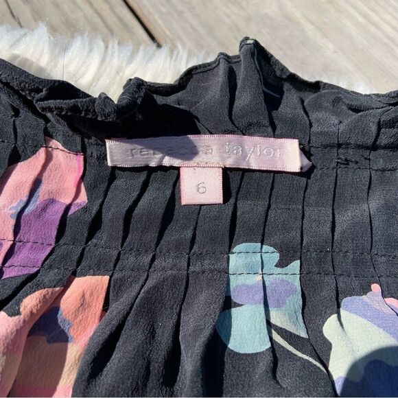 Beautiful Sz 6 Rebecca Taylor quarter Sleeve Floral Silk Blouse - Picture 4 of 12